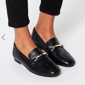 ASOS MOVEMENT Black Leather Loafers (Size 7)